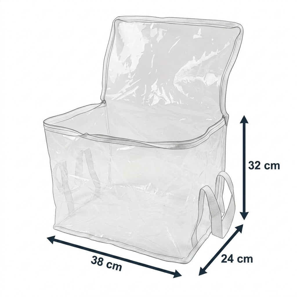 DS BS 2-Pack Clear Storage Bags | Cream White, Large