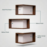 DS BS Corner Floating Shelves | Walnut color
