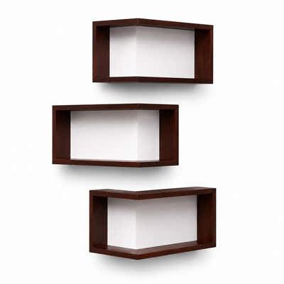 DS BS Corner Floating Shelves | Walnut color