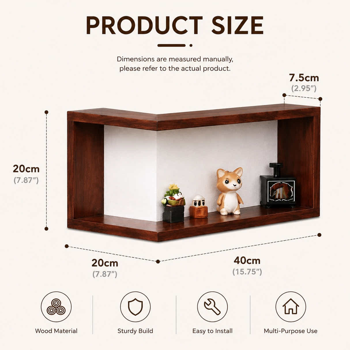 DS BS Corner Floating Shelves | Walnut color