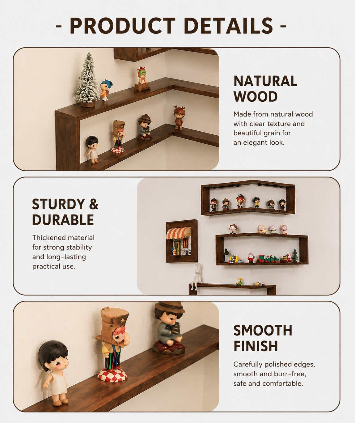 DS BS Corner Floating Shelves | Walnut color