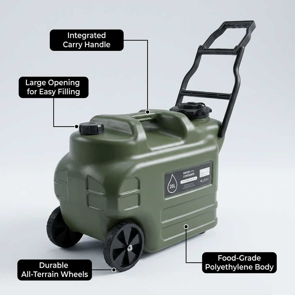 DS BS Wheeled Camping Water Jug | Green
