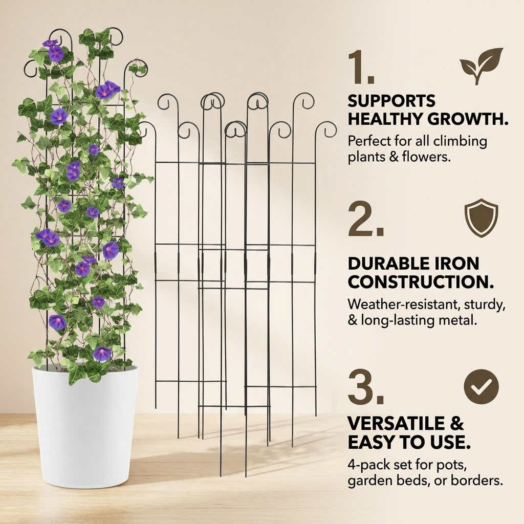 DS BS 4 Pcs Metal Garden Trellis for Climbing Plants