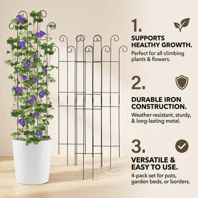 DS BS 4 Pcs Metal Garden Trellis for Climbing Plants