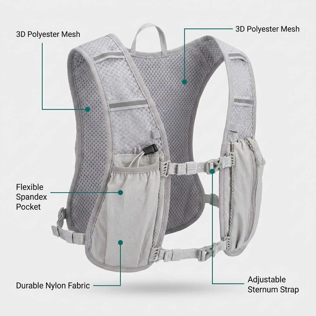 DS BS Running Hydration Vest Backpack | Light Gray