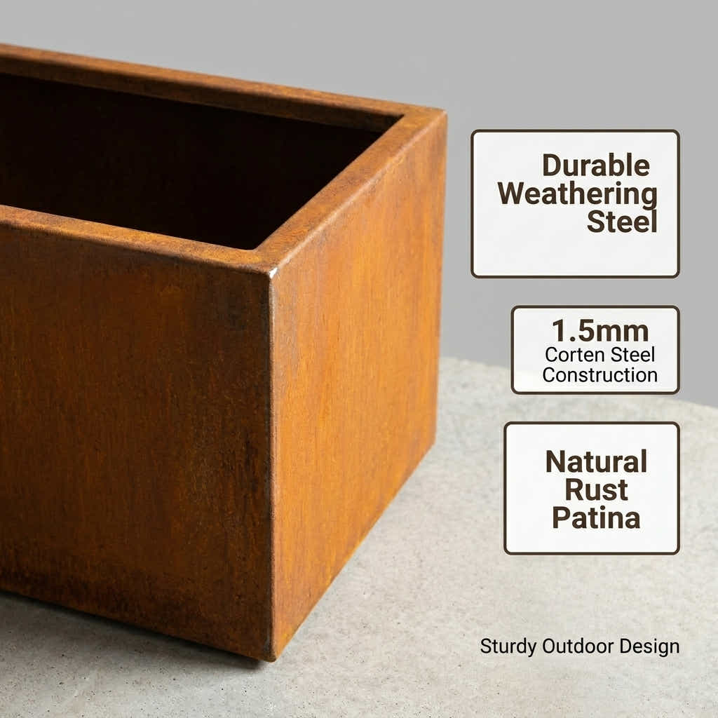 DS BS Rectangular Corten Steel Planter Rusted finish - 100 cm