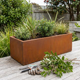 DS BS Rectangular Corten Steel Planter Rusted finish - 100 cm