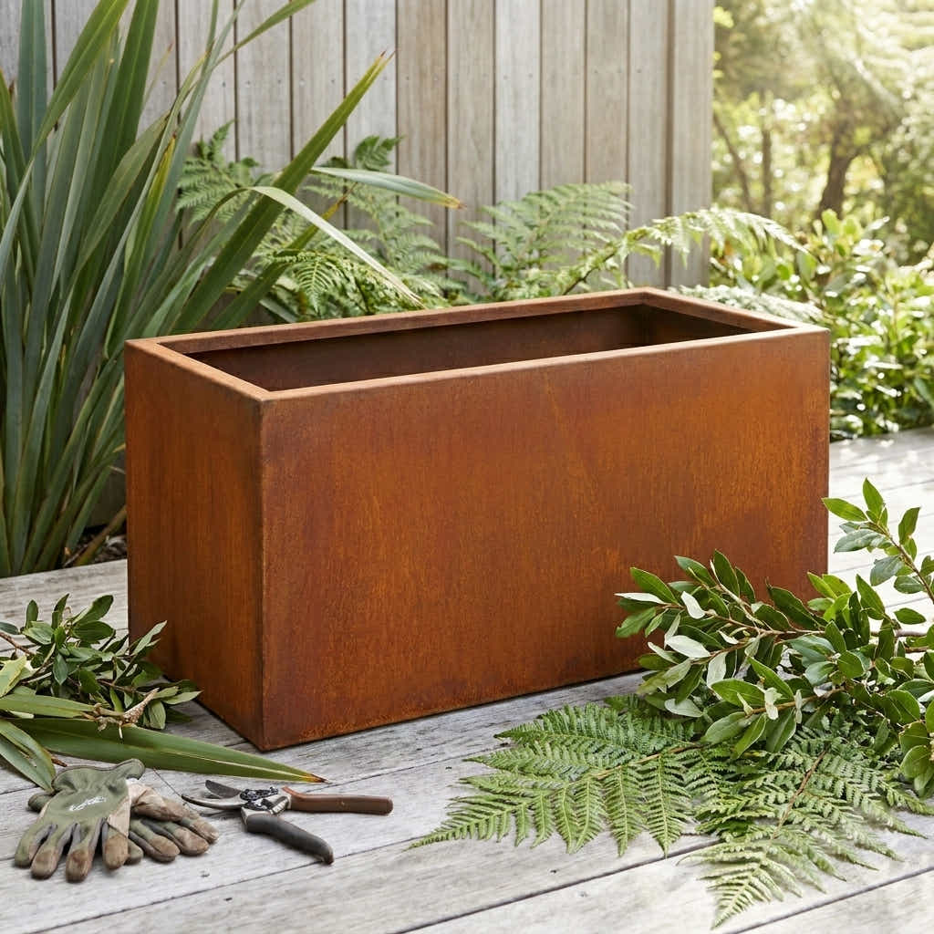 DS BS Rectangular Corten Steel Planter | Rusted finish - 80cm