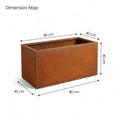 DS BS Rectangular Corten Steel Planter | Rusted finish - 80cm