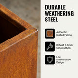 DS BS Rectangular Corten Steel Planter | Rusted finish - 80cm