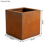 DS BS Square Corten Steel Planter Box | Rusted finish