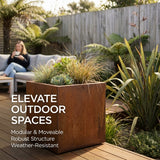 DS BS Square Corten Steel Planter Box | Rusted finish