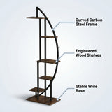 DS BS Half-moon Tiered Plant Shelf | wood color + black