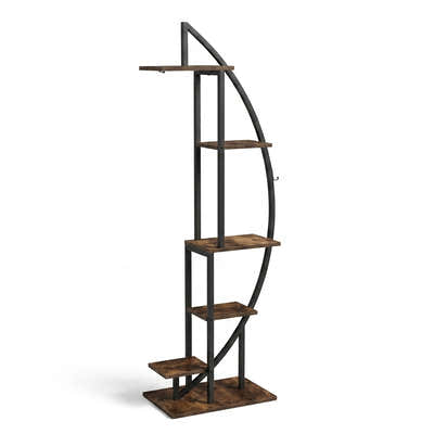 DS BS Half-moon Tiered Plant Shelf | wood color + black