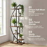 DS BS Half-moon Tiered Plant Shelf | wood color + black