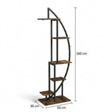 DS BS Half-moon Tiered Plant Shelf | wood color + black