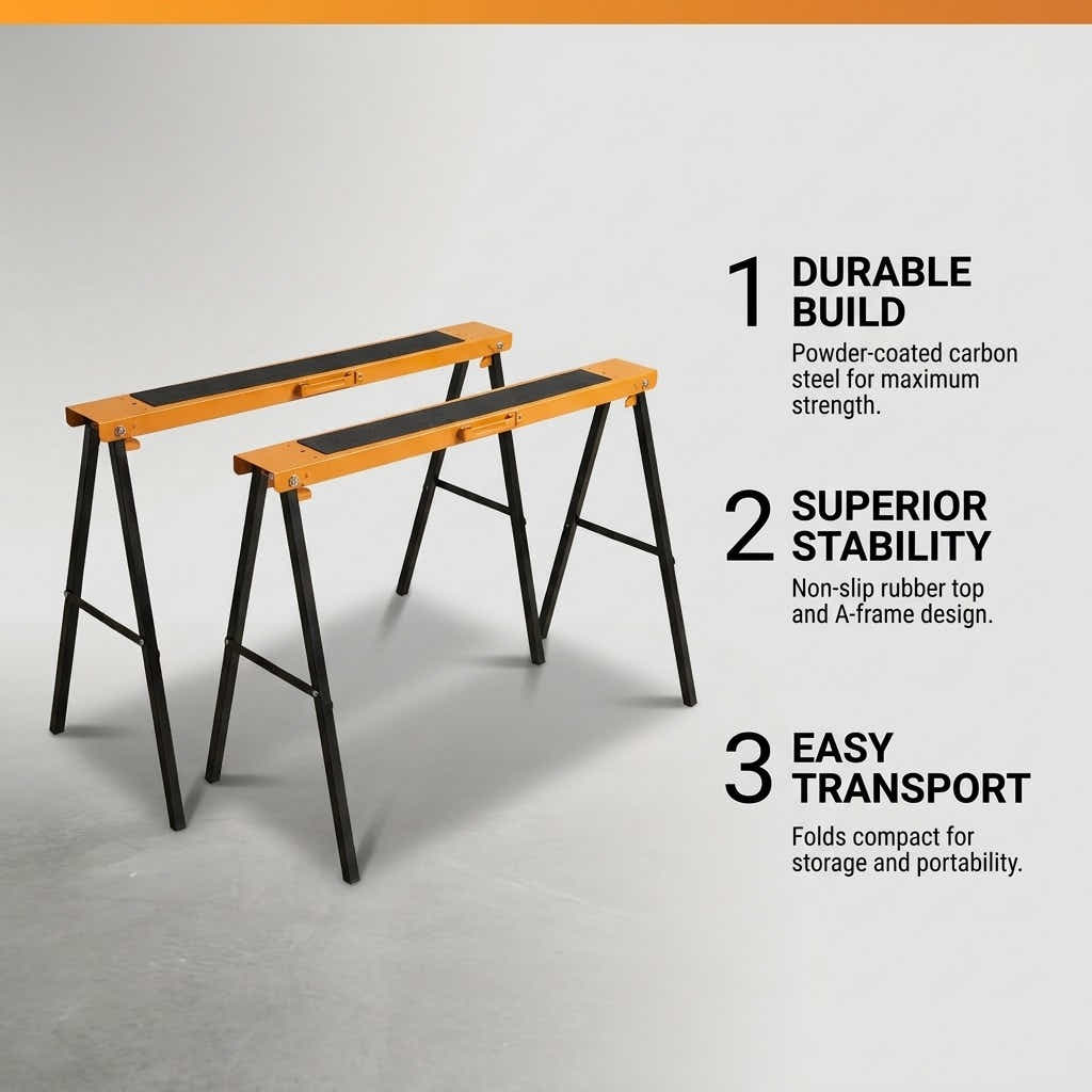DS BS 2-Piece Sawhorse Support Frame | Yellow & Black