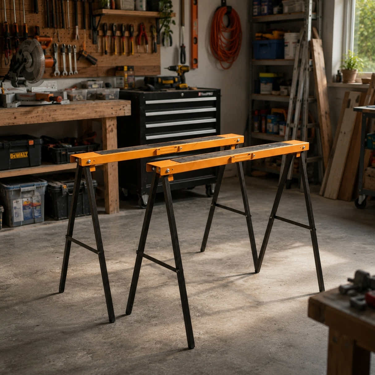 DS BS 2-Piece Sawhorse Support Frame | Yellow & Black