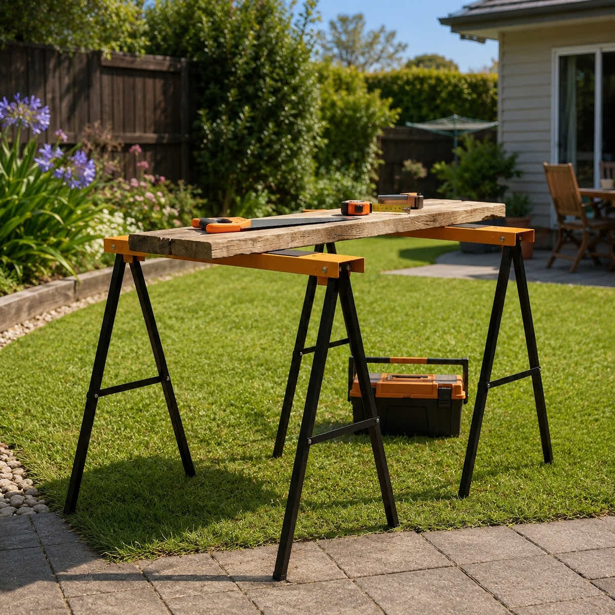 DS BS 2-Piece Sawhorse Support Frame | Yellow & Black