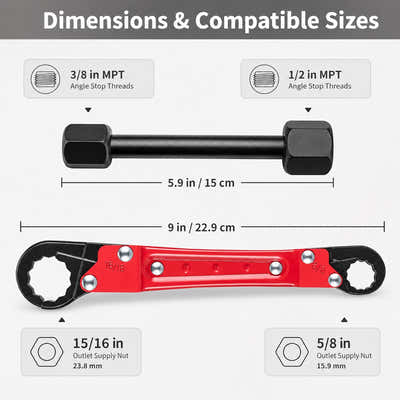 DS BS Plumbing Tools Angle Stop Wrench Kit