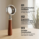 DS BS 58mm Bottomless Portafilter with Rosewood Handle