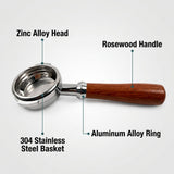DS BS 58mm Bottomless Portafilter with Rosewood Handle