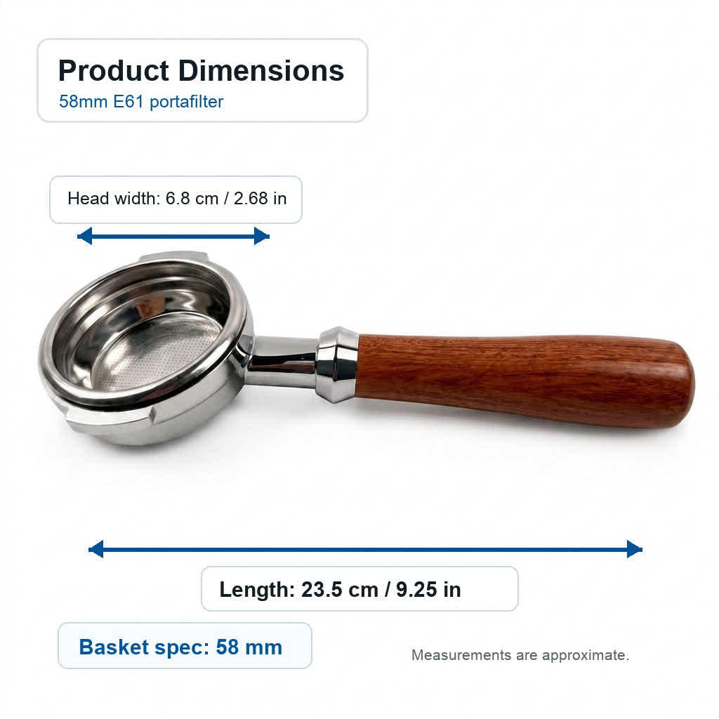 DS BS 58mm Bottomless Portafilter with Rosewood Handle
