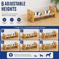 DS BS Adjustable Bamboo Raised Double Dog Bowls