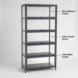 DS BS 5-Tier Tall Display Cabinet | Gray, 80cm length