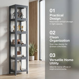 DS BS 5-Tier Tall Display Cabinet | Gray, 30cm width