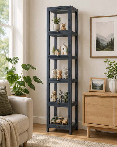 DS BS 5-Tier Tall Display Cabinet | Gray, 30cm width
