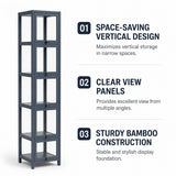 DS BS 5-Tier Tall Display Cabinet | Gray, 30cm width