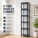 DS BS 5-Tier Tall Display Cabinet | Gray, 30cm width