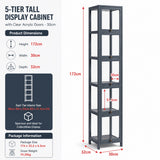 DS BS 5-Tier Tall Display Cabinet | Gray, 30cm width