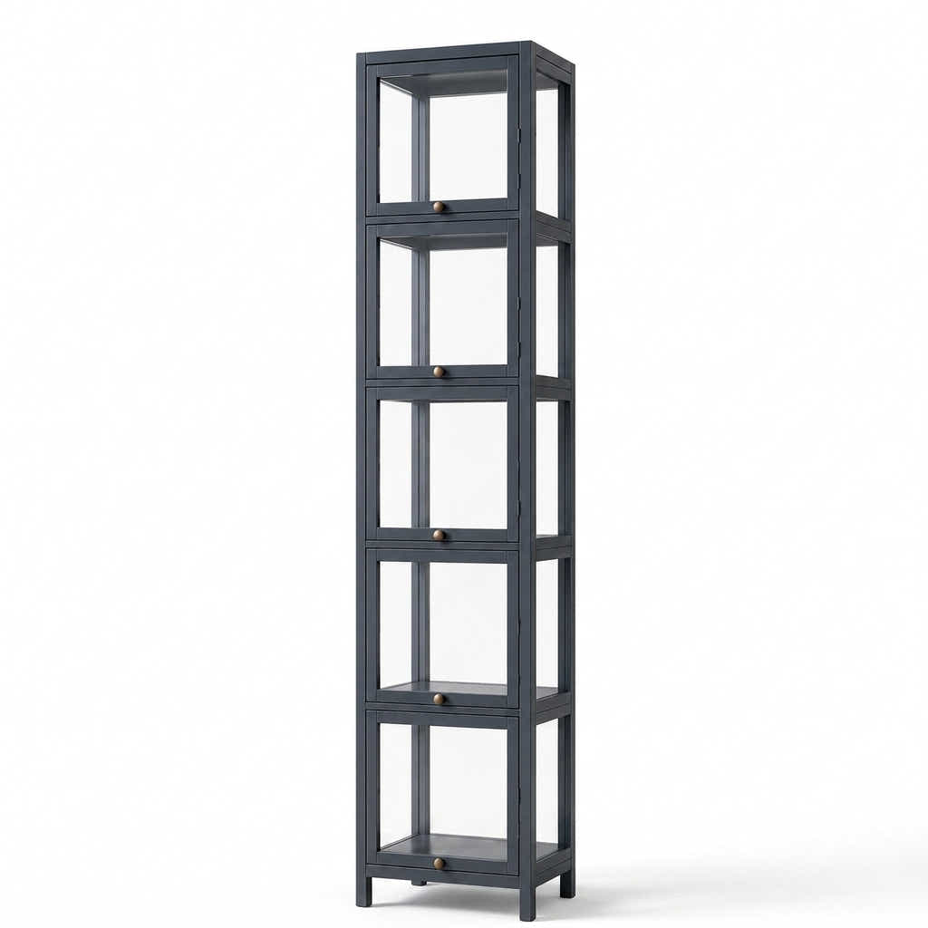 DS BS 5-Tier Tall Display Cabinet | Gray, 30cm width