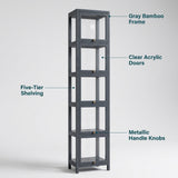 DS BS 5-Tier Tall Display Cabinet | Gray, 30cm width