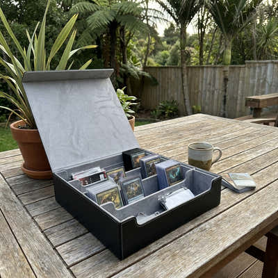 DS BS 4-Row Trading Card Storage Box | Black & Gray