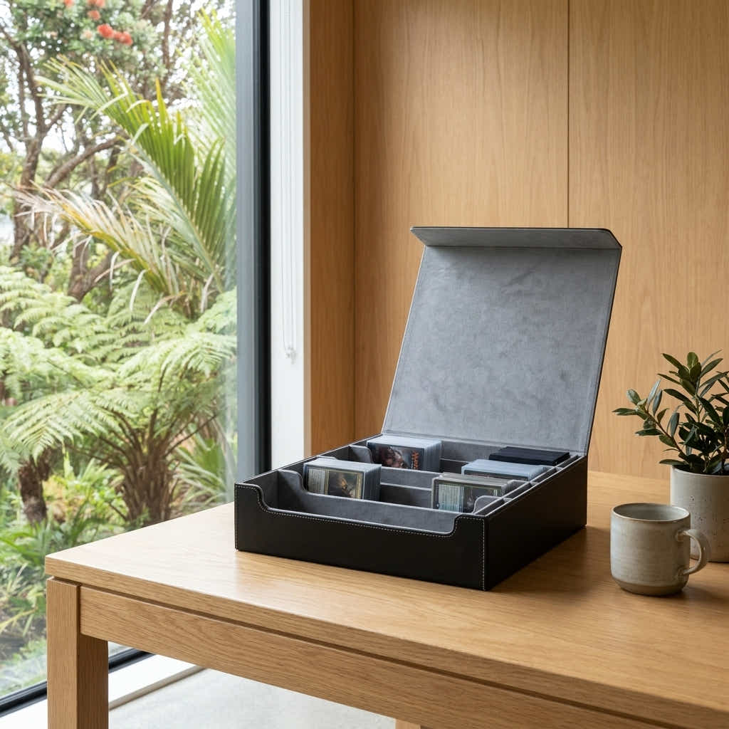 DS BS 4-Row Trading Card Storage Box | Black & Gray