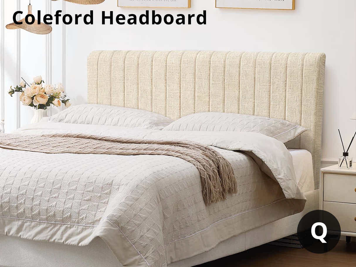 DS Coleford Headboard Chenile Beige Queen