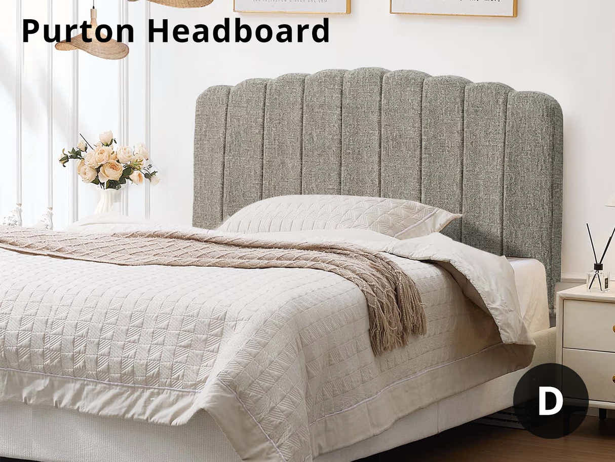DS Purton Headboard Chenile Grey Double