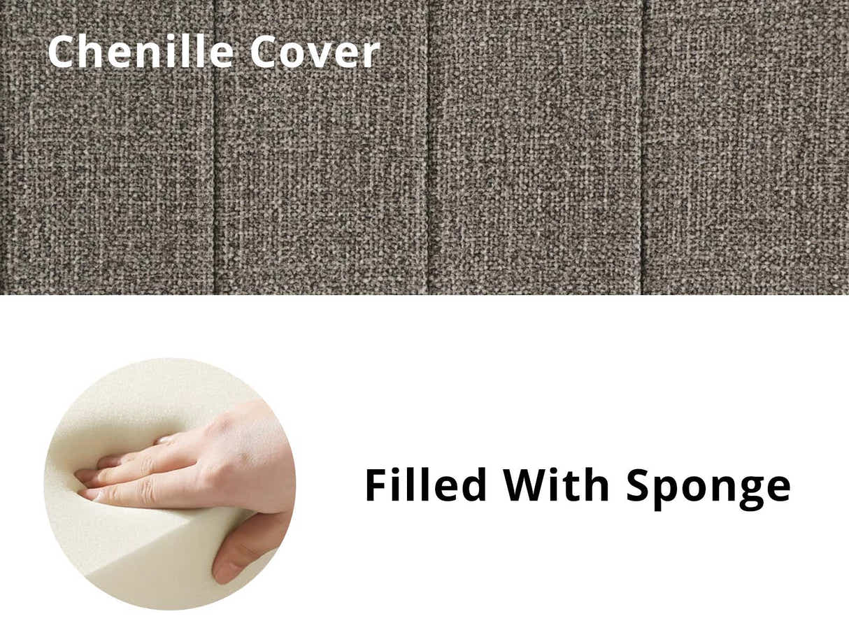 DS Purton Headboard Chenile Grey Double