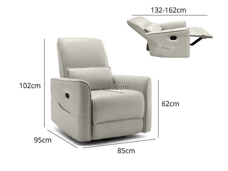 DS Rodger Air Leather Manual Recliner Chair Beige