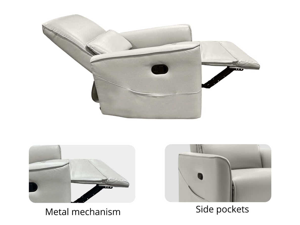 Rodger Air Leather Manual Recliner Chair - Beige