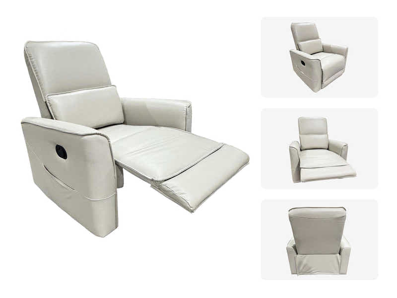 DS Rodger Air Leather Manual Recliner Chair Beige