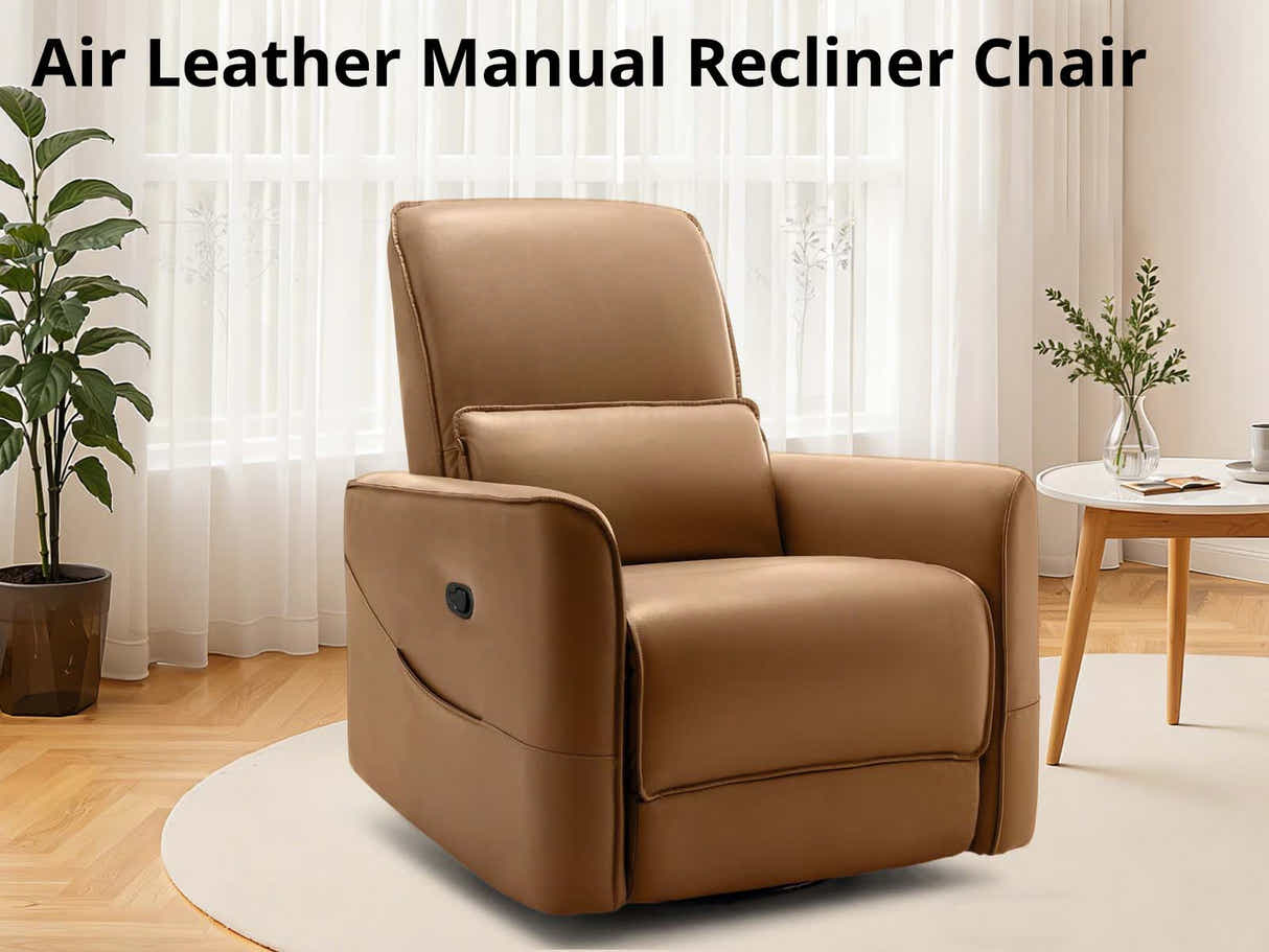 Rodger Air Leather Manual Recliner Chair - Brown