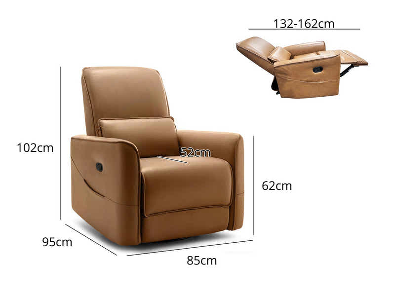 DS Rodger Air Leather Manual Recliner Chair Brown