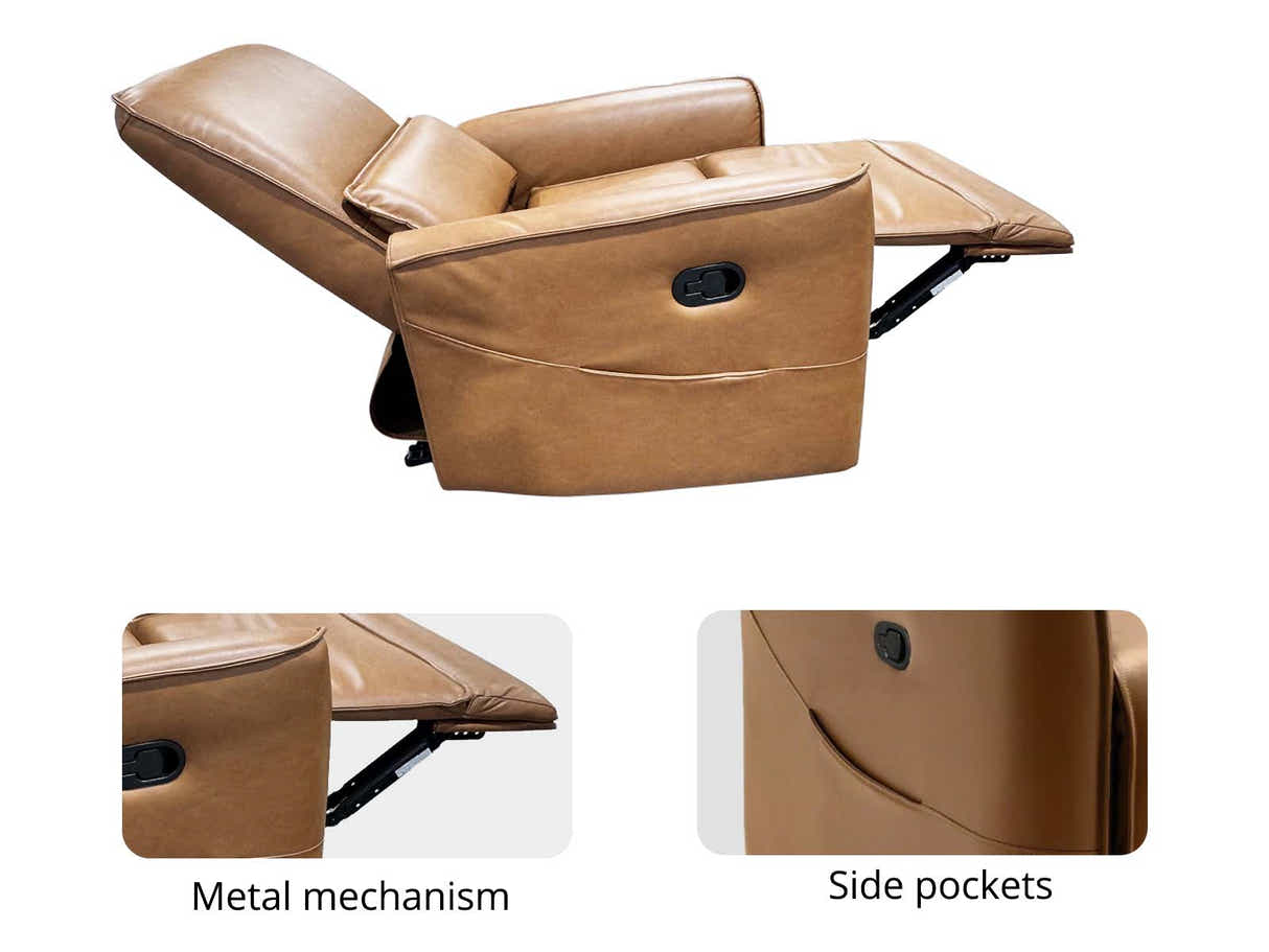 Rodger Air Leather Manual Recliner Chair - Brown