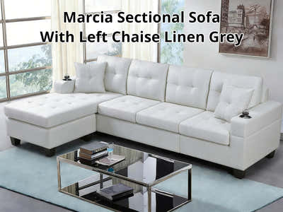 DS New Marcia Sectional Sofa with Chaise Linen Cream