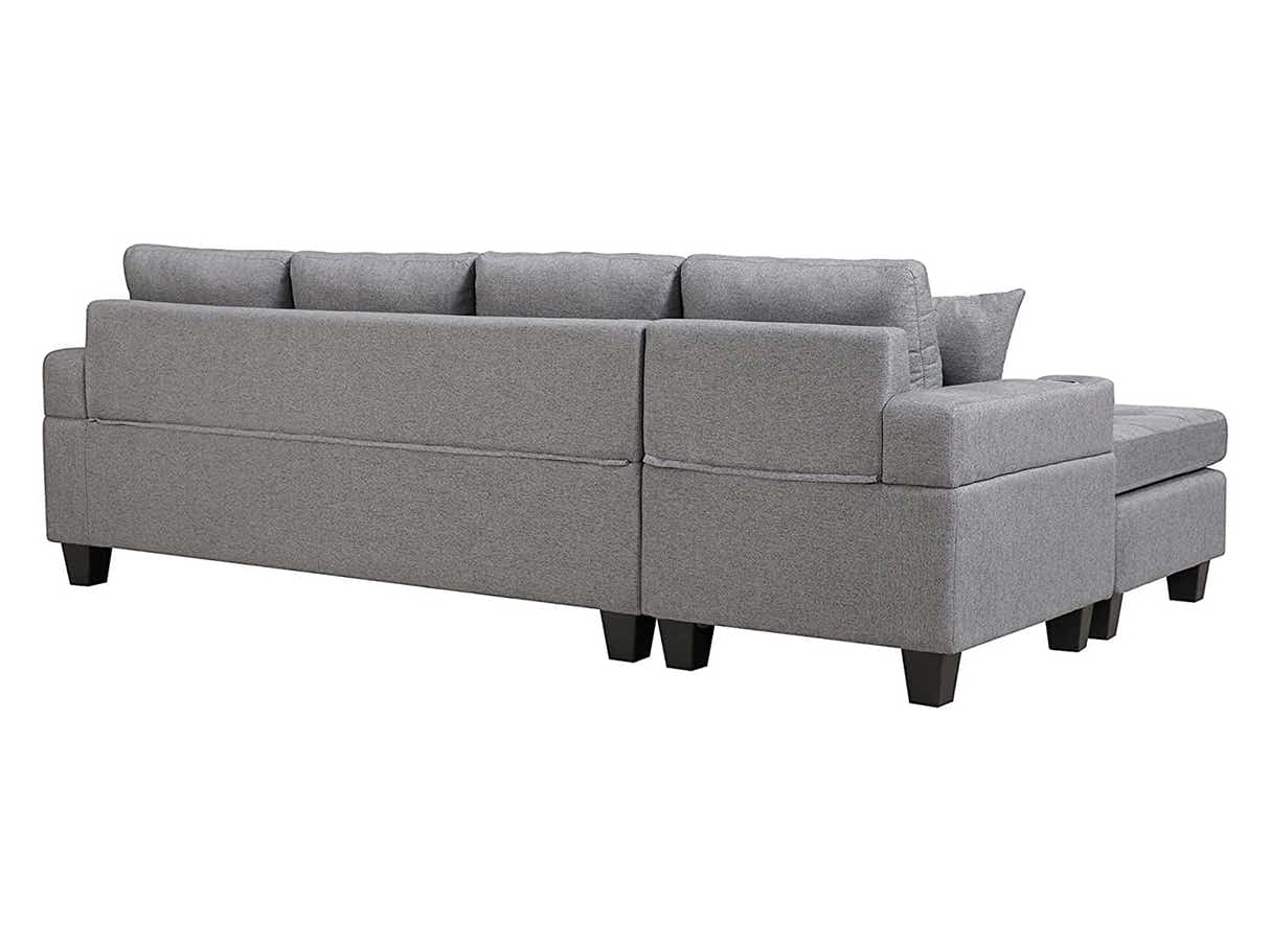 DS New Marcia Sectional Sofa with Chaise Linen - Grey