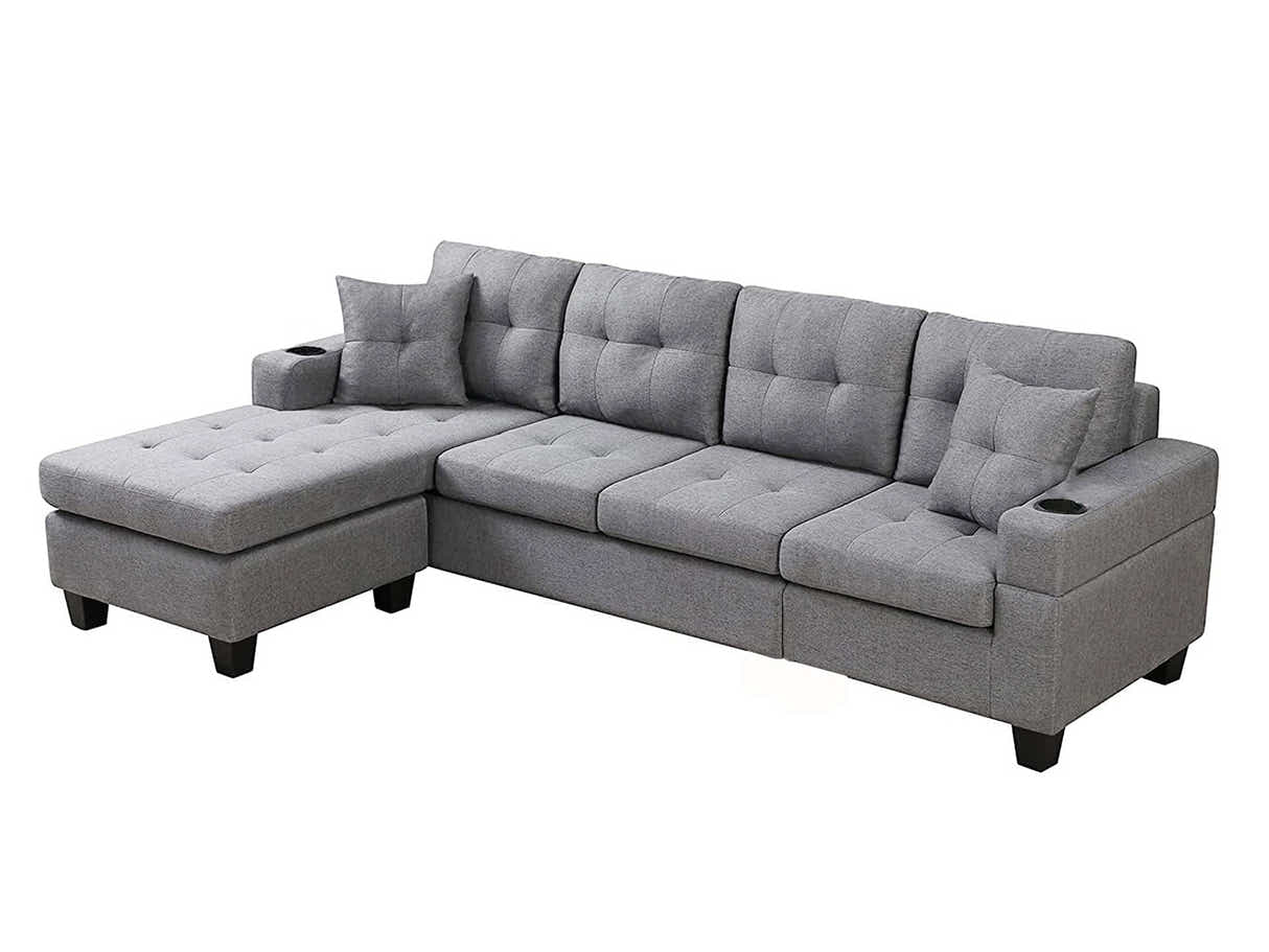 DS New Marcia Sectional Sofa with Chaise Linen - Grey